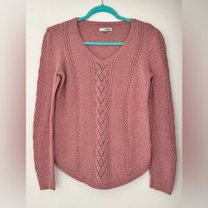 Sonoma Dusty Rose Scoop Neck Pointelle Sweater